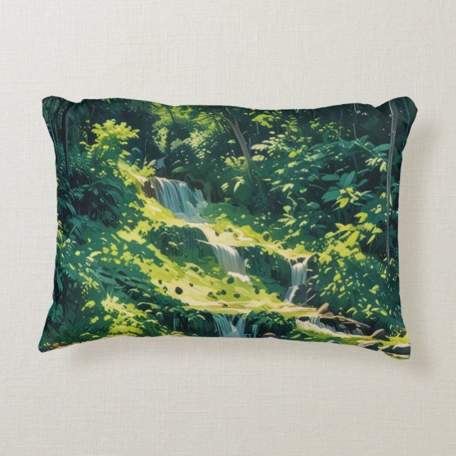 green jungle cat accent pillow (Back)