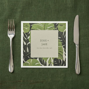 Green jungle leaves, bold and modern, wedding napkins