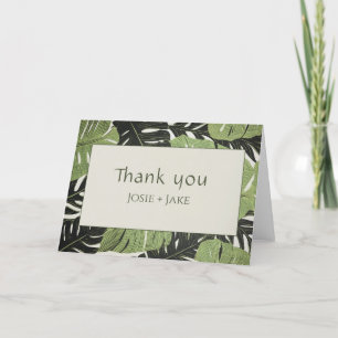 Green jungle leaves, bold wedding thank you card