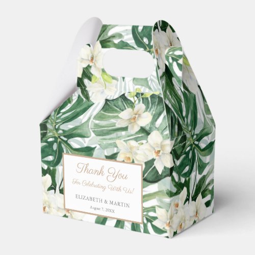 Green Jungle Leaves Bridal Shower Wedding Favor Boxes