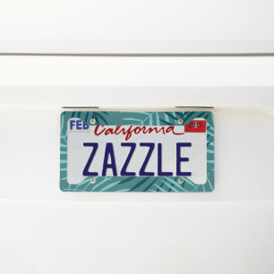 Green Jungle Palm Leaves Pattern License Plate Frame