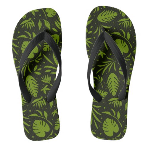 Green Jungle Print Flip Flops