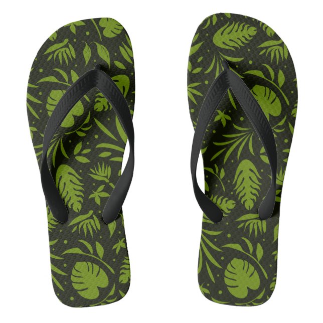 Green Jungle Print Flip Flops (Footbed)