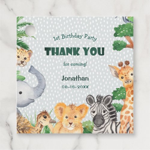 Green Jungle Safari Wild Animals Fun Birthday Favor Tags