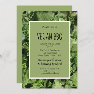 Green Kale Vegan Bbq Cookout Party Invitation