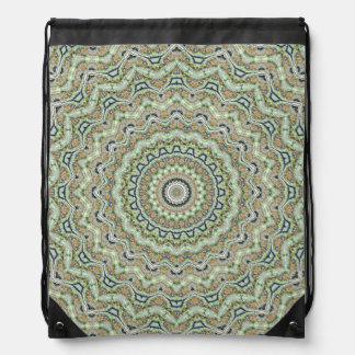 Green Kaleidoscope Drawstring Bag