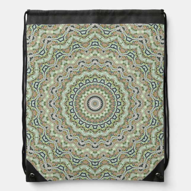 Green Kaleidoscope Drawstring Bag (Front)