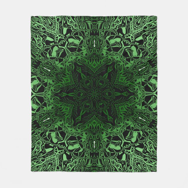 Green Kaleidoscope Fleece Blanket (Front)