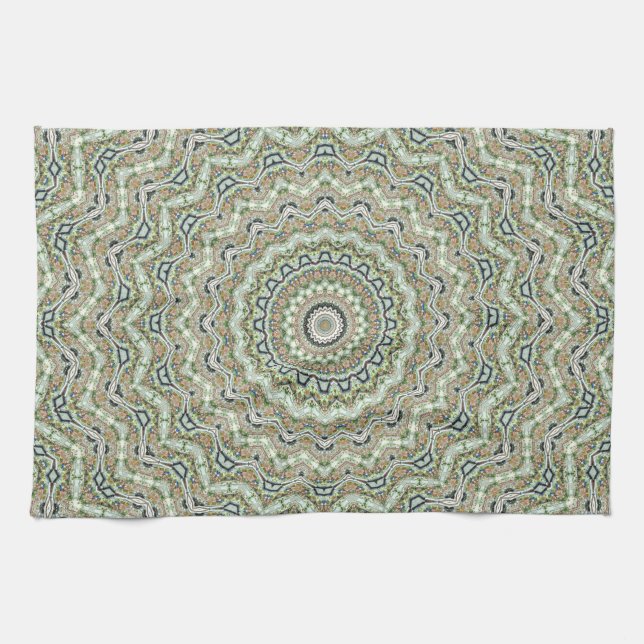 Green kaleidoscope kitchen towel (Horizontal)