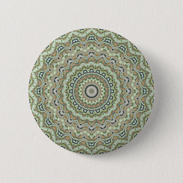 Green Kaleidoscope Pinback Button (Front)