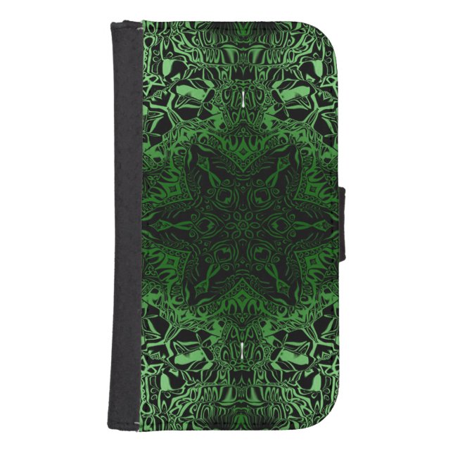 Green Kaleidoscope Samsung Galaxy Wallet Case (Front)