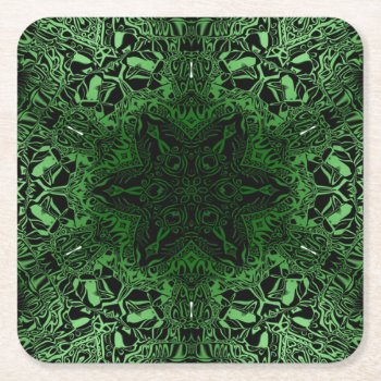 Green Kaleidoscope Square Paper Coaster by CBgreetingsndesigns at Zazzle