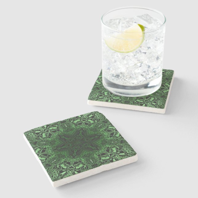 Green Kaleidoscope Stone Coaster (Side)