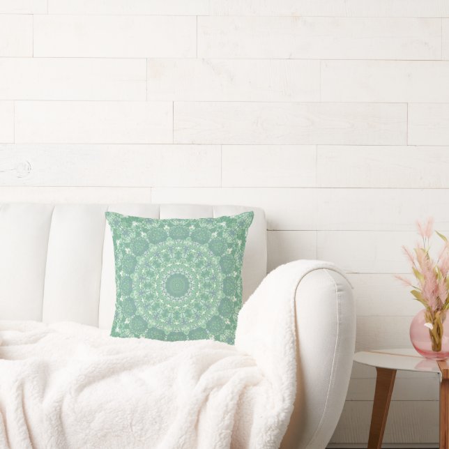 Green Kaleidoscope Throw Pillow (Couch)