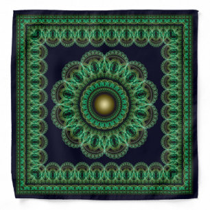 Green kaleidoscopic fractal pattern bandana