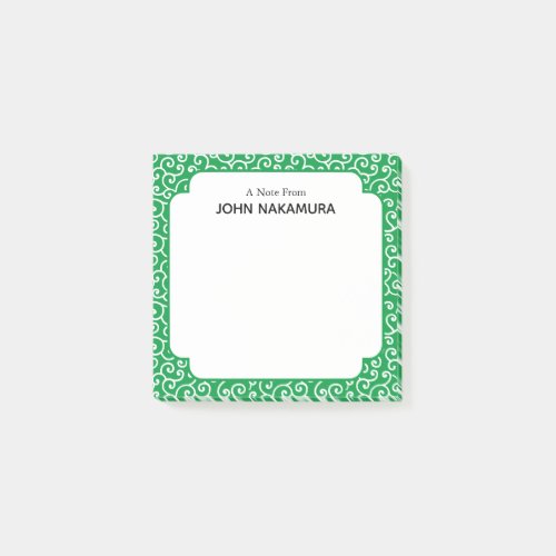 Green Karakusa Japanese Vine Pattern Post_it Notes