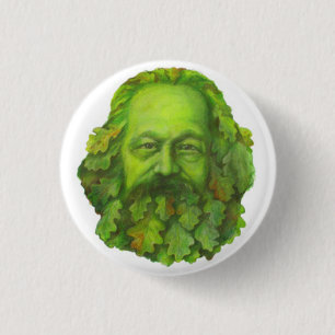 Green Karl Marx badge Button