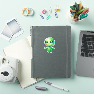 Green Kawaii Alien Sticker