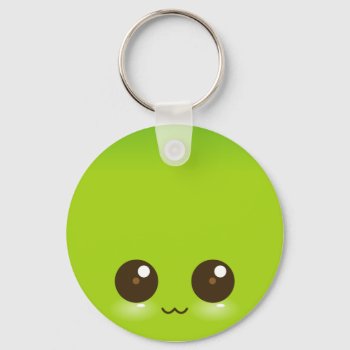 Green Kawaii Face Keychain by creativetaylor at Zazzle