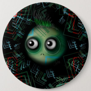 Green Kawaii Monster Pinback Button