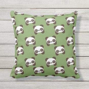 Green Kawaii Panda Throw Pillow by RenImasa at Zazzle