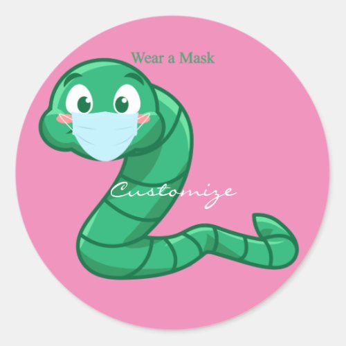 Green Kawaii Worm Thunder_Cove Classic Round Sticker