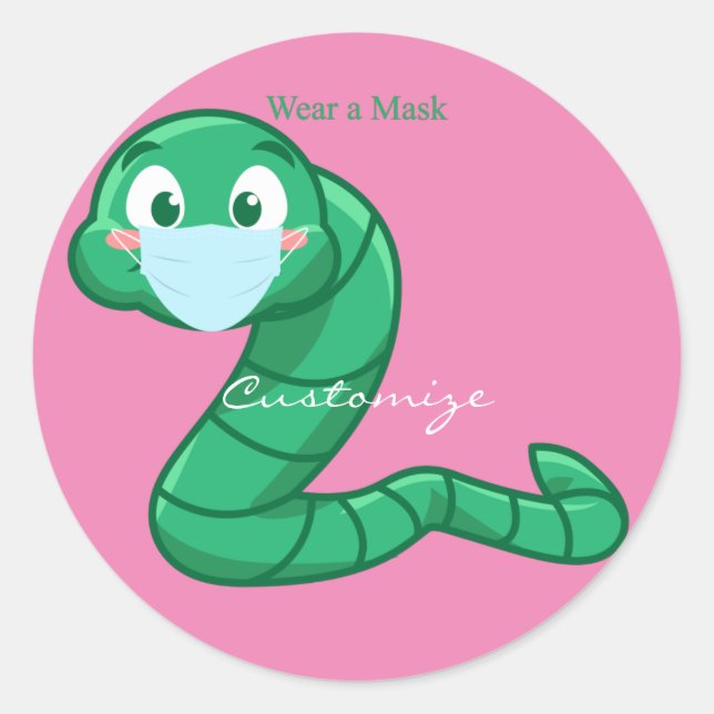 Green Kawaii Worm Thunder_Cove Classic Round Sticker (Front)