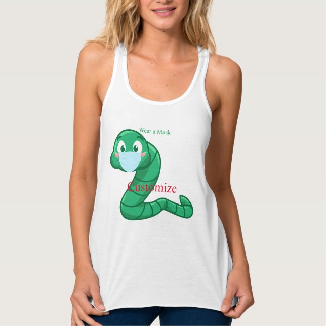 Green Kawaii Worm Thunder_Cove  Tank Top (Front)