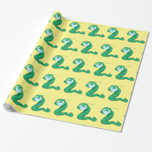 Green Kawaii Worm Thunder_Cove Wrapping Paper