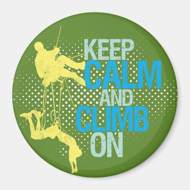 Green Keep Calm and Climb On Rock Climbing Magnet (Front)