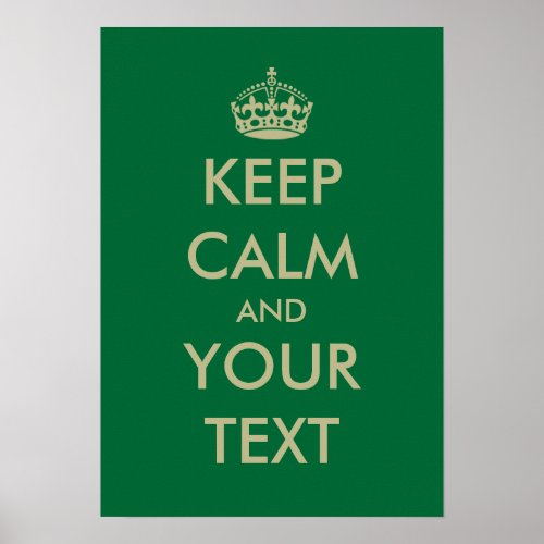 Green keep calm poster template  Customizable