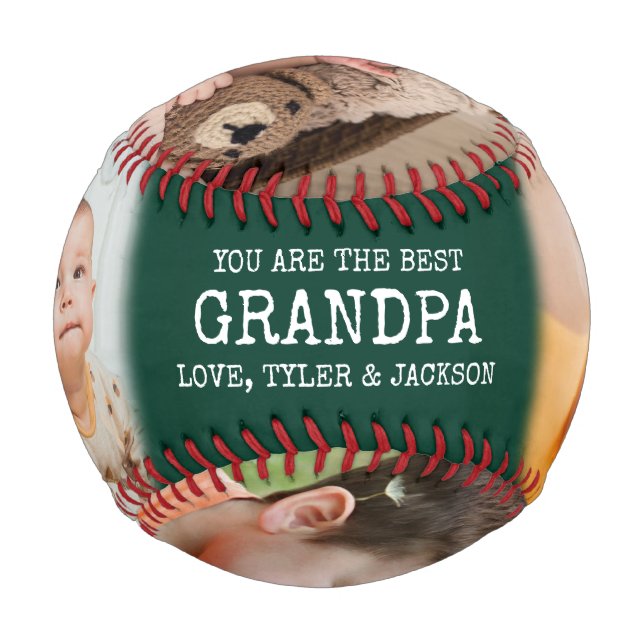 Green Keepsake 4 Photo Collage for Grandpa Baseball (Front)