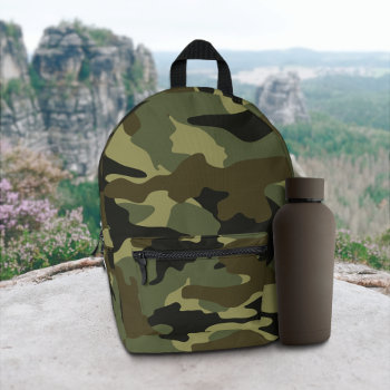 Green Khaki Army Military Camo Pattern Design  Printed Backpack by sunnymars at Zazzle