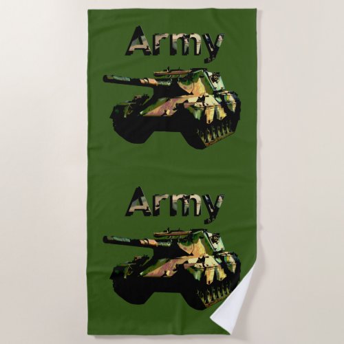 Green Khaki Army Tank Beach Towel