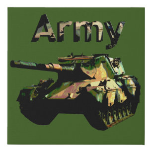 Green Khaki Army Tank, Stickers Faux Canvas Print