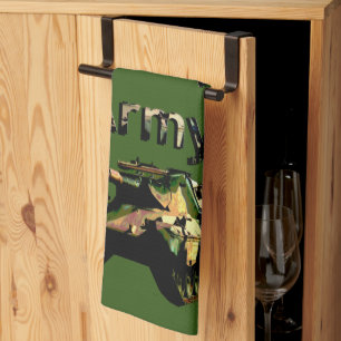 Green Khaki Army Tank, Tea Towel
