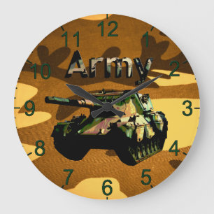 Green Khaki Army Tank, Wall Clock