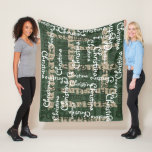 Green Khaki Name Collage Personalized Fleece Blanket