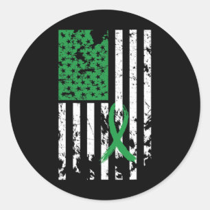 Green Kidney Disease Awareness Cerebral Palsy Usa  Classic Round Sticker