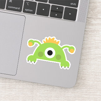 Green Kid's Cartoon Monster Die Cut Sticker Decal