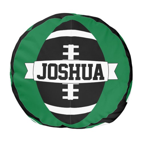 Green Kids Football Custom Player Name Sports Pouf