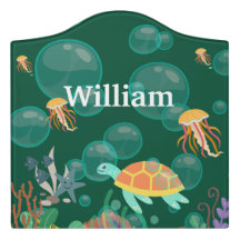 Green Kids Nautical Pattern Ocean Creature Room