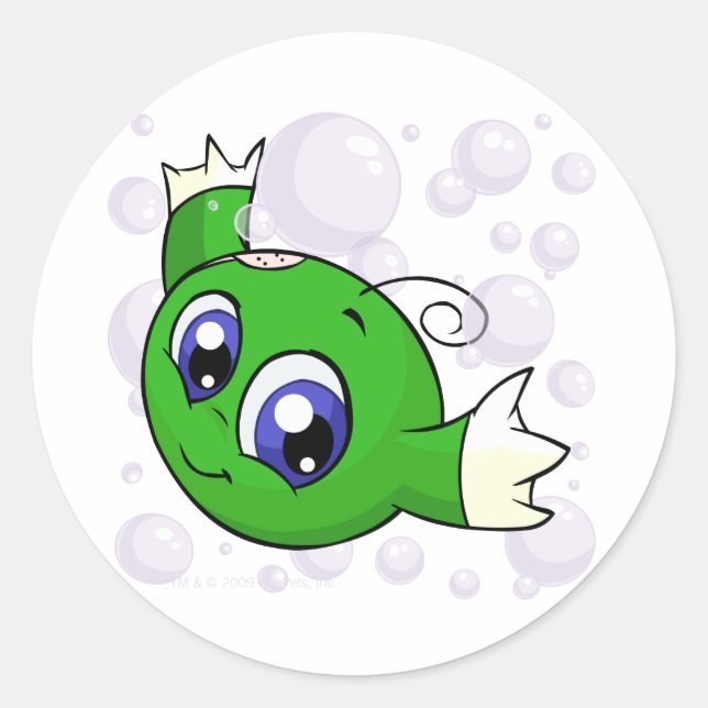 Green Kiko swishing through Kiko Lake Classic Round Sticker (Front)
