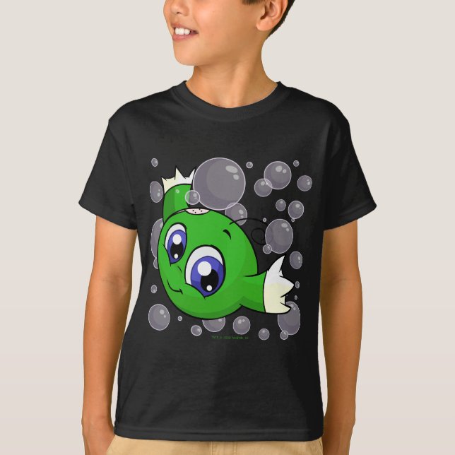 Green Kiko swishing through Kiko Lake T-Shirt (Front)