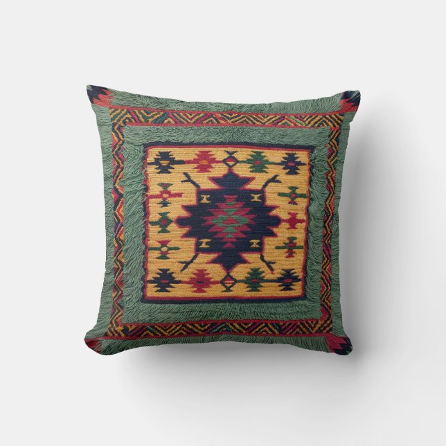 Green Kilim Throw Pillows: A Perfect Balance  Pillow (Front)
