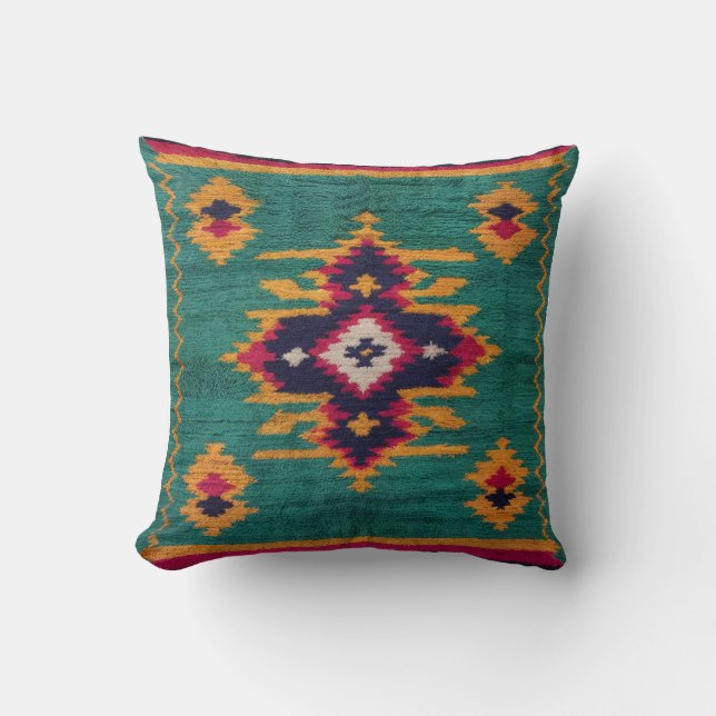 Green Kilim Throw Pillows: Artisan Craftsmanship  Pillow (Front)