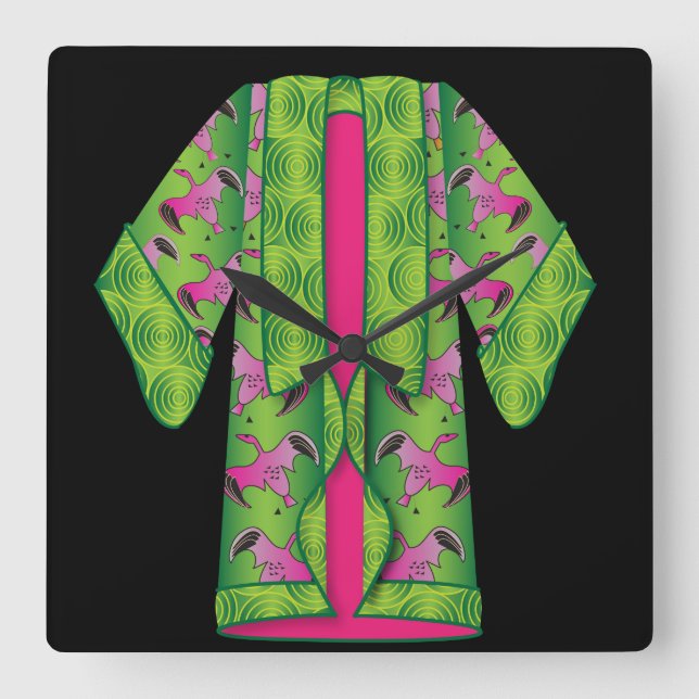 Green Kimono Wall Clock (Front)