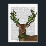 Green King Postcard<br><div class="desc">Green King by Fab Funky. Features a woodland creature with greenery wrapped around its antlers. | 190178D</div>