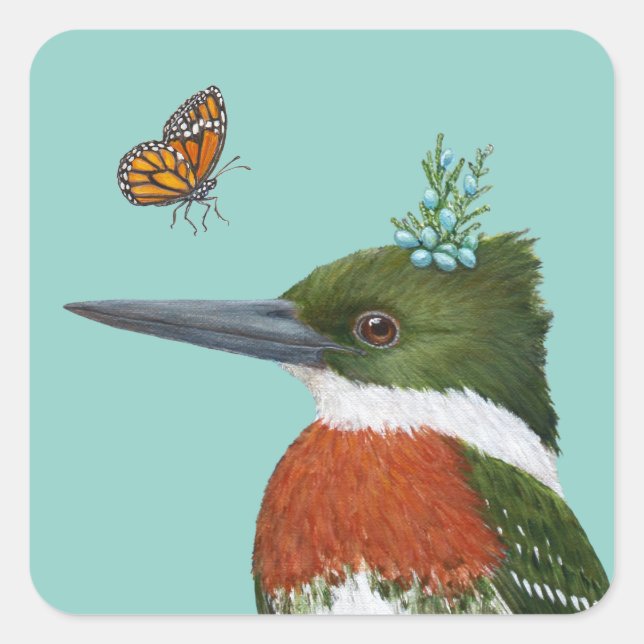 green kingfisher and monarch butterfly stickers (Front)