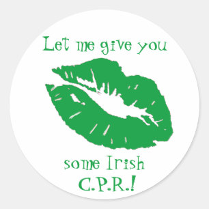 Green Kiss-Fun Irish Humor Classic Round Sticker